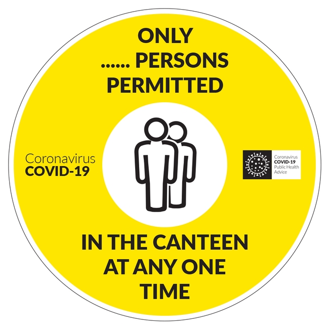 COVID-19 Only Persons Permitted In The Canteen At Any One Time Sticker